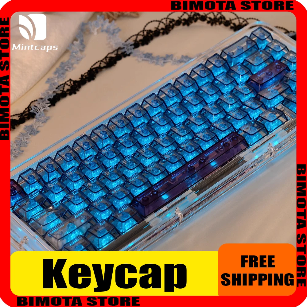 

Mintcaps Keycaps High-end Blue Transparent PC Material Cherry Keycaps For Mechanical Keyboard For Wooting PC Gamer Accessories