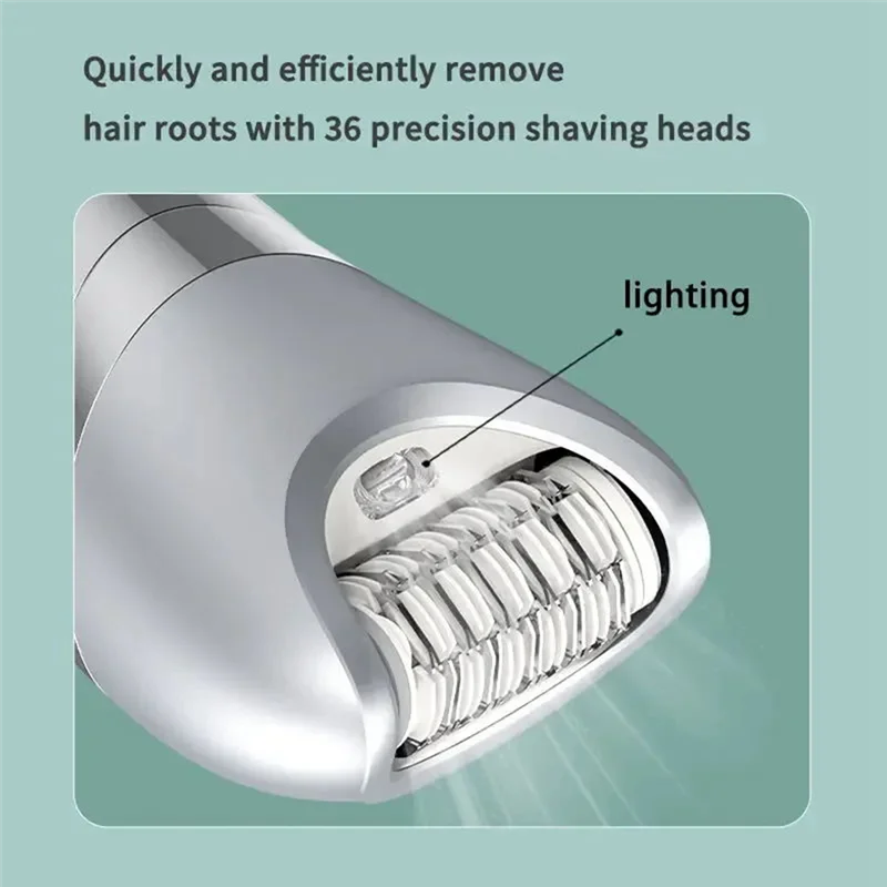 Efficient-Electric Trimmer For Women 6 In 1 Painless Wet & Dry Women Shaver For Arm, Underarm, Bikini, Legs, Replaceable Heads