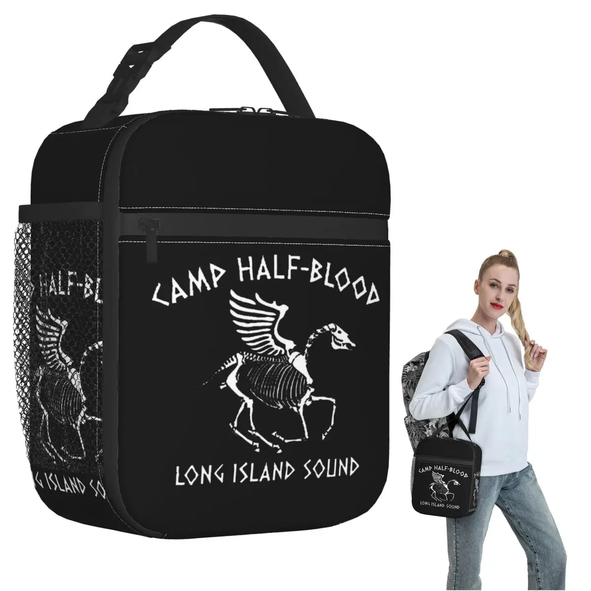 Camp Half Blood Nico DiAngelo Hades Cabin Insulated Lunch Bag for Women Kids Leakproof Food Boxes Thermal Lunch Box Tote