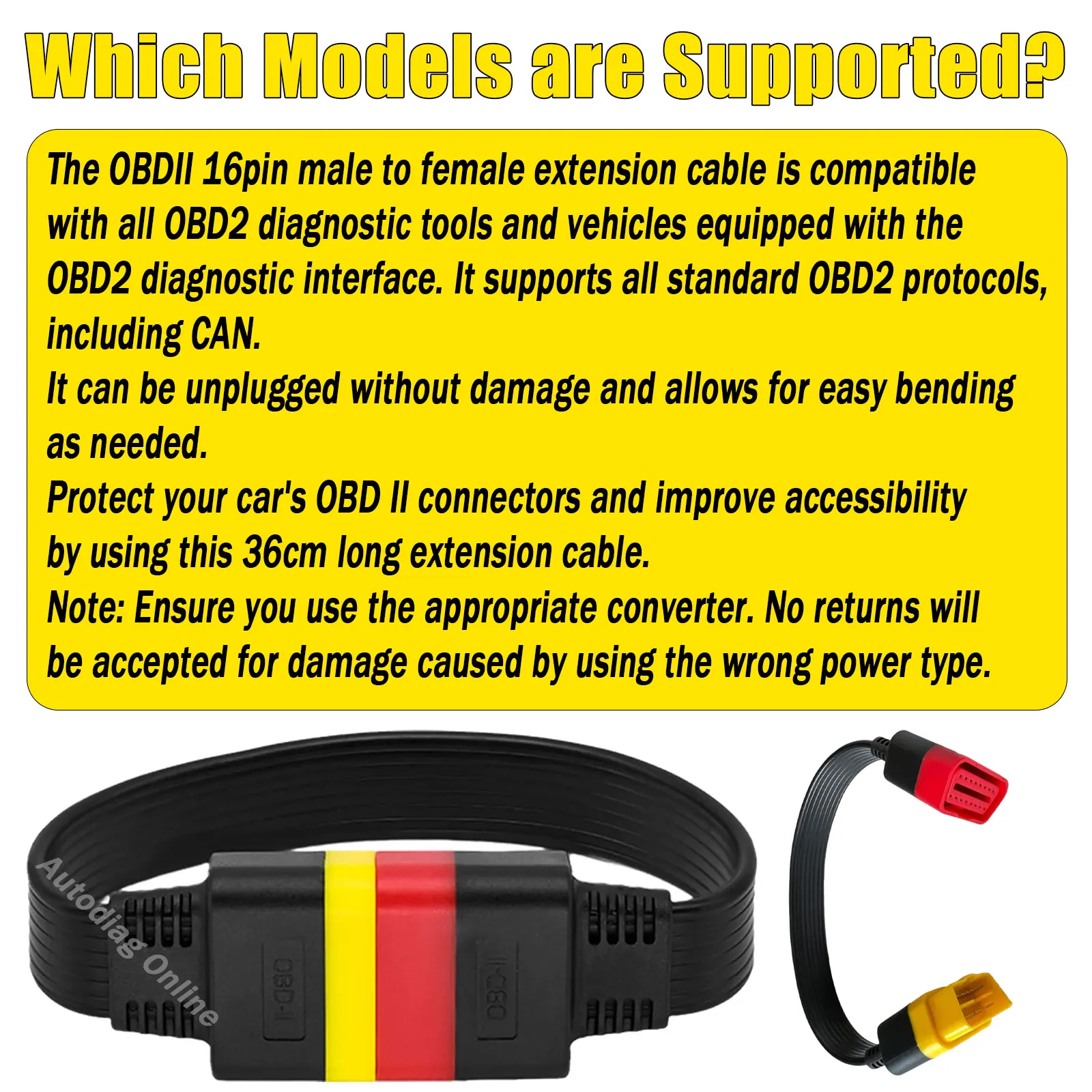 كابل تمديد obdii 16Pin ذكر إلى أنثى لإطلاق Thinkdiag Easydiag 36 سنتيمتر obd2 كابل تمديد التشخيص #2