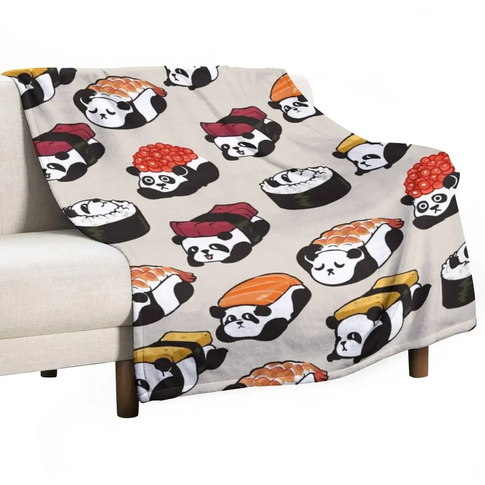 

Sushi Panda Throw Blanket Bed blankets ands For Sofa Thin Cute Plaid Blankets