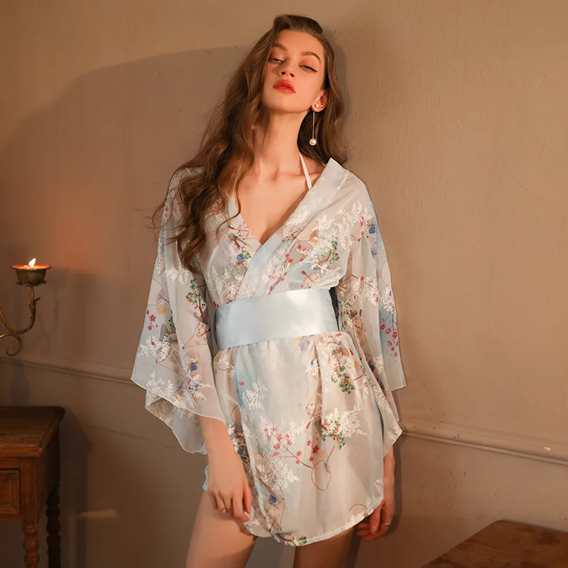 AniLV Japanese Kimono Erotic Underwear Outfits Yukata Women Temptation Bathrobe Nightgown Lingerie Costumes