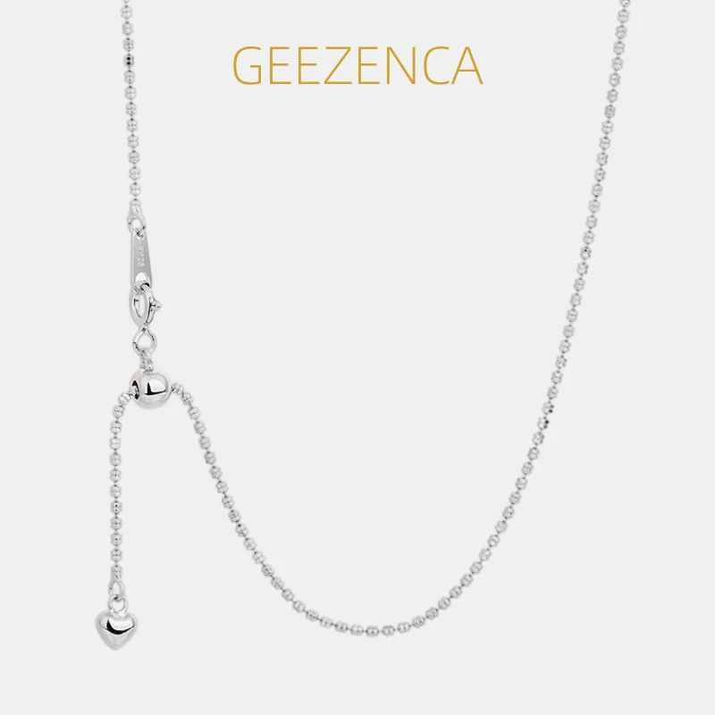 

GEEZENCA 925 Sterling Silver Italian 1.5MM Adjustable Diamond Cut Bead Bolo Chain Necklace For Women Thin Slider Necklaces