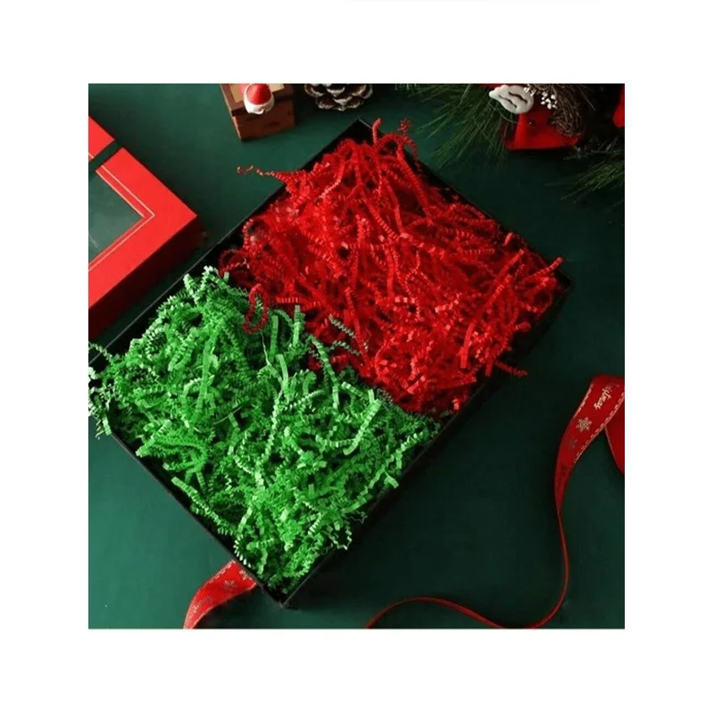 Raffia paper fiber gift box filler, crinkled paper fiber filling
