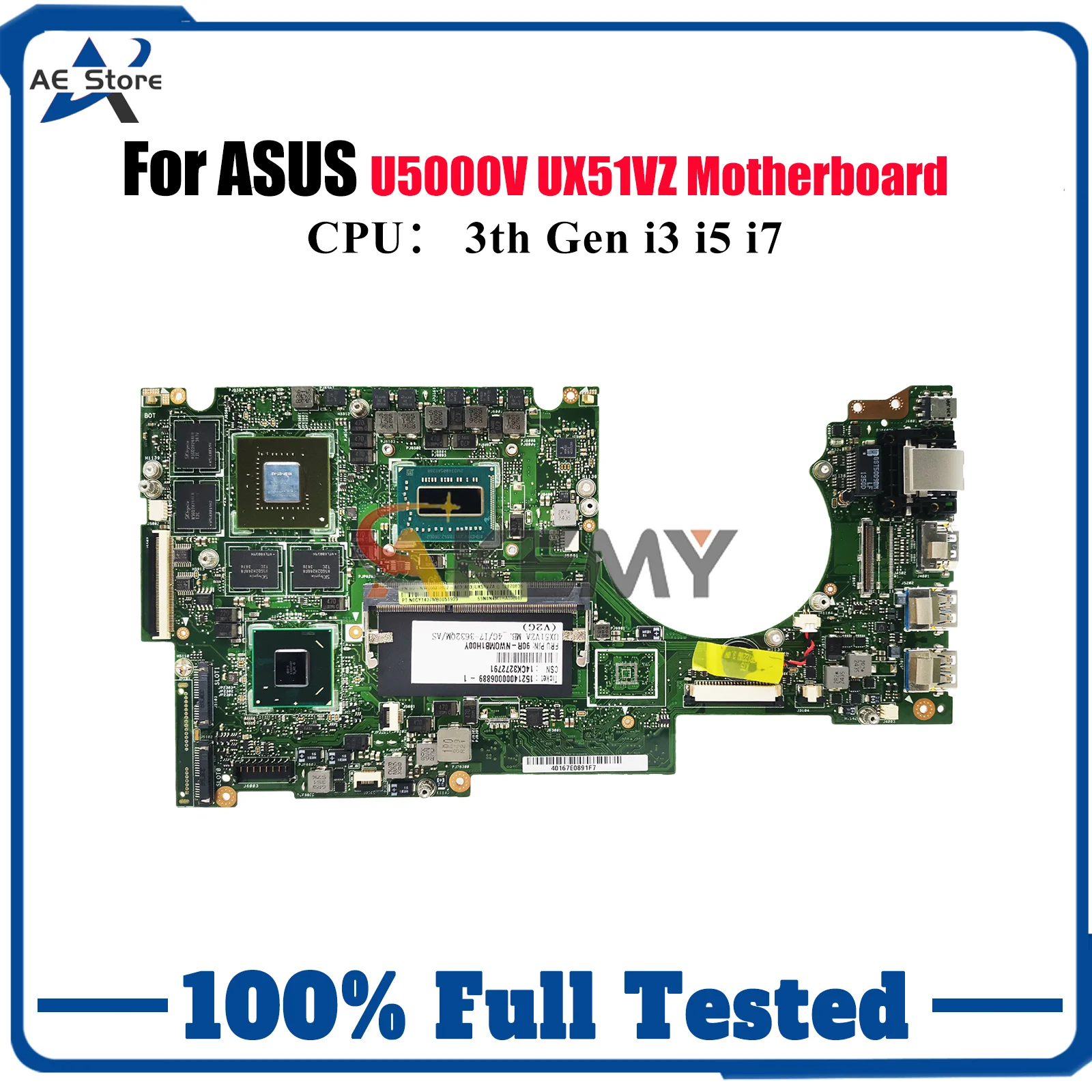 

UX51VZ Материнская плата для ноутбука ASUS ZenBook U5000V UX51VZ UX51V Материнская плата для ноутбука с процессором i3 i5 i7 100% тестирование ОК быстрая доставка