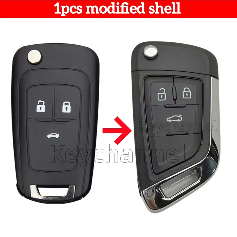 keystar 1pcs HU100 3 Buttons Car Flip Key Shell Modified Remote Shell for Chevrolet Cruze Malibu Impala Buick Aveo Trax Orlando