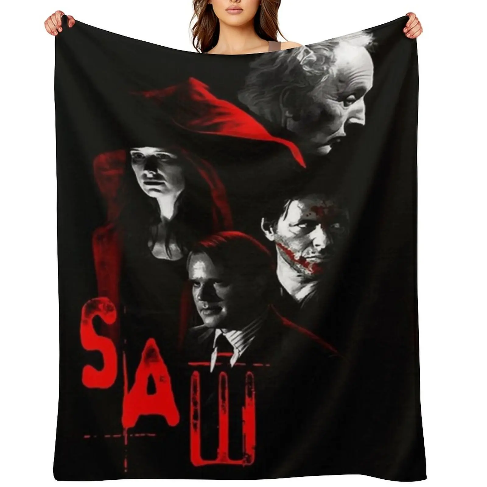 

saw movie poster Throw Blanket Plaid on the sofa anime heavy to sleep Decorative Throw Blankets