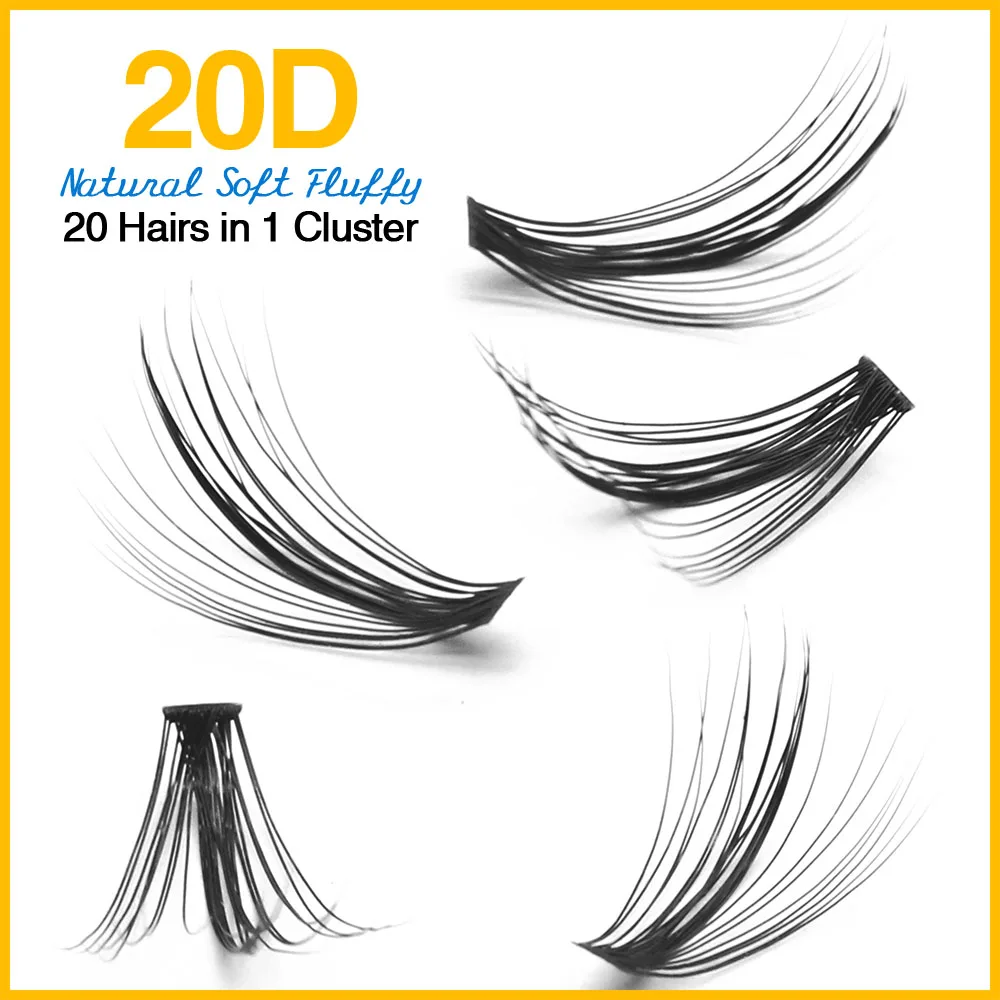 MUYD Black Hand Made Silk 20D/30D Individual Cluster Eyelashes Extension Natural DD Mink Lashes Soft Cilos 3D Volume