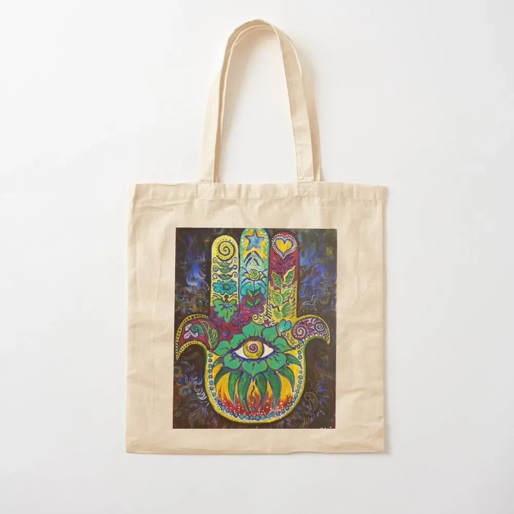 

Blue Hamsa Tote Bag canvas tote bags aesthetic university shopper large