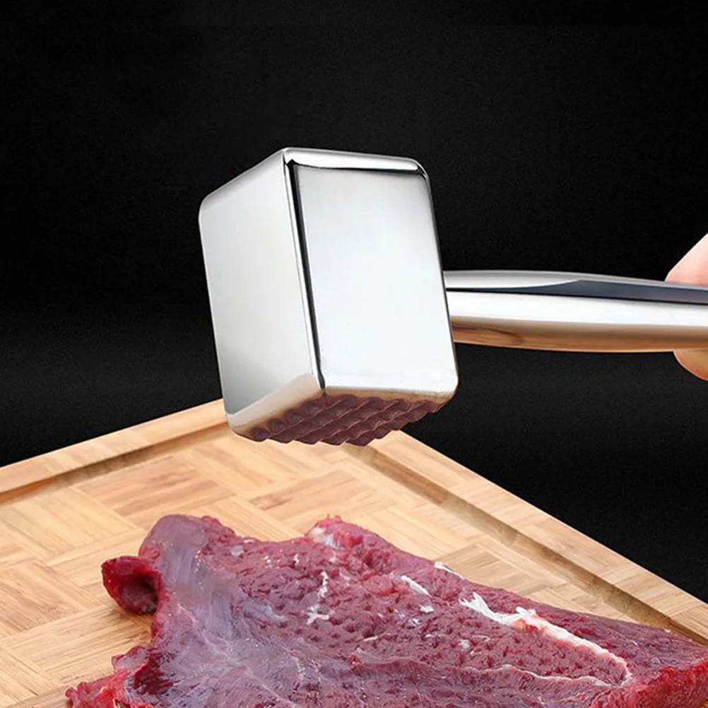 

1pc Stainless Steel Meat Tenderizer Hammer For Beef Pork Rust Resistant Ergonomic Handle Hanging Hole Kitchen Tool