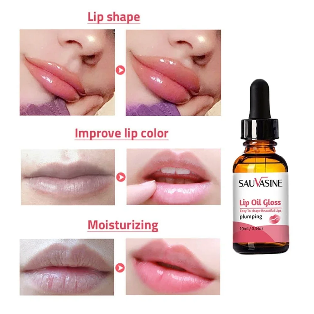 Natural Lip Plumper Instant Volumising Repairing ลดริ้วรอย 10ML Lip Oil บรรเทาริมฝีปากแห้ง Plumping แต่งหน้าเครื่องสําอาง