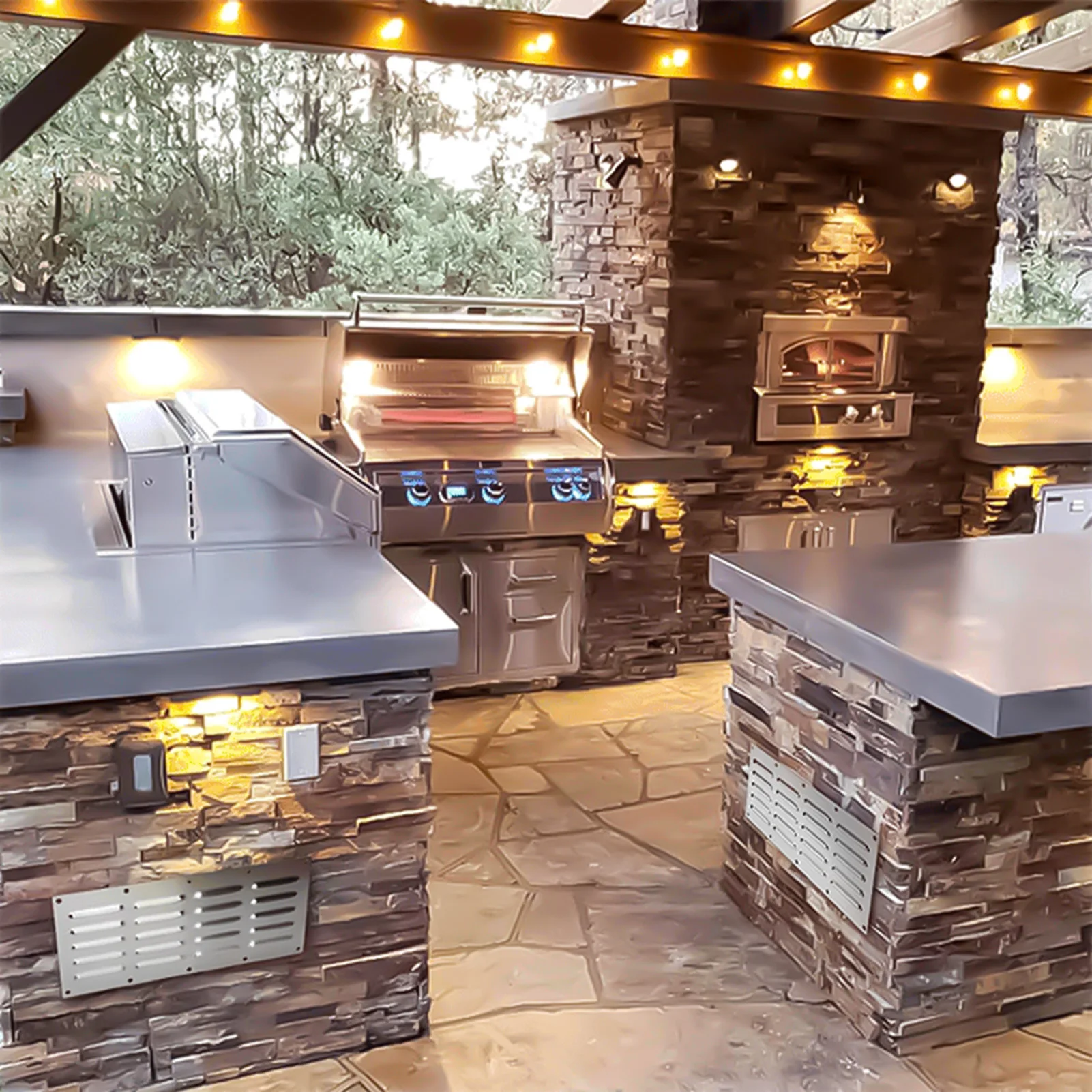

Stainless Steel Fire Pit Venting Panel Durable Stainless Steel Easy to Assemble for Home Kitchen Masonry