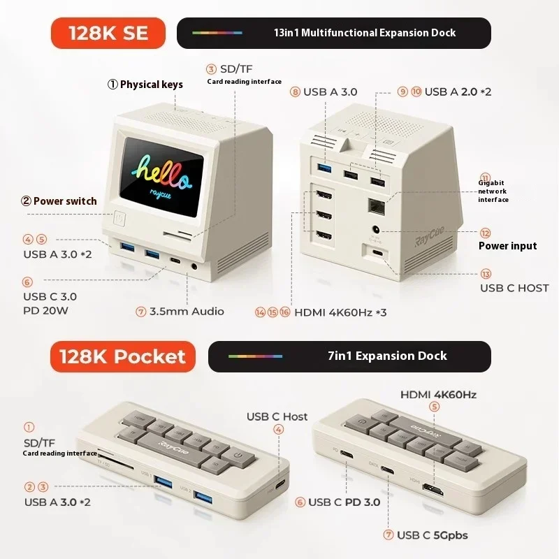 13in1 Docking Station HDMI Screen Mirroring USB Multi Functional Hub Universal Laptop Extension Cable Custom Pc Accessory Gifts
