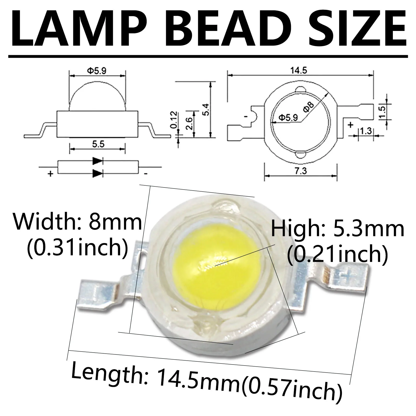 50pcs 1W 3W High Power LED Light-Emitting Diode LEDs Chip SMD White Yellow Warm/Neutral/Cold white For SpotLight Downlight Lamp