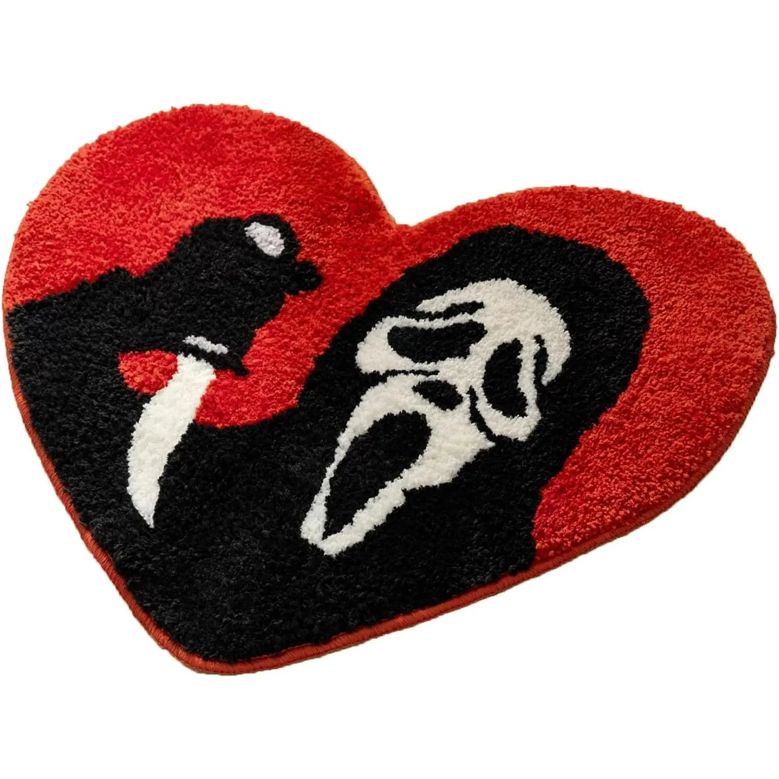 2024 New 26×24in Halloween Bath Rugs Soft & Non-Slip Decor Heart Shaped Scream Rug Horror Halloween Bathroom Decor Carpet