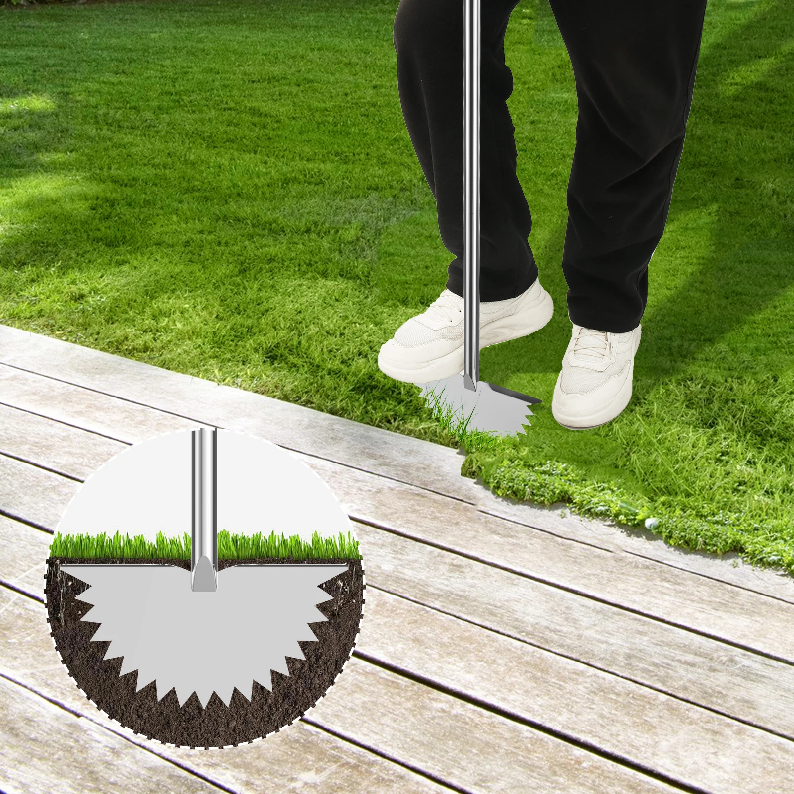 

Edger Lawn Tool Half Moon Manual Lawn Edger Stainless Steel Sawtooth Border Edger Long Handled Trimming Shovel Multipurpose