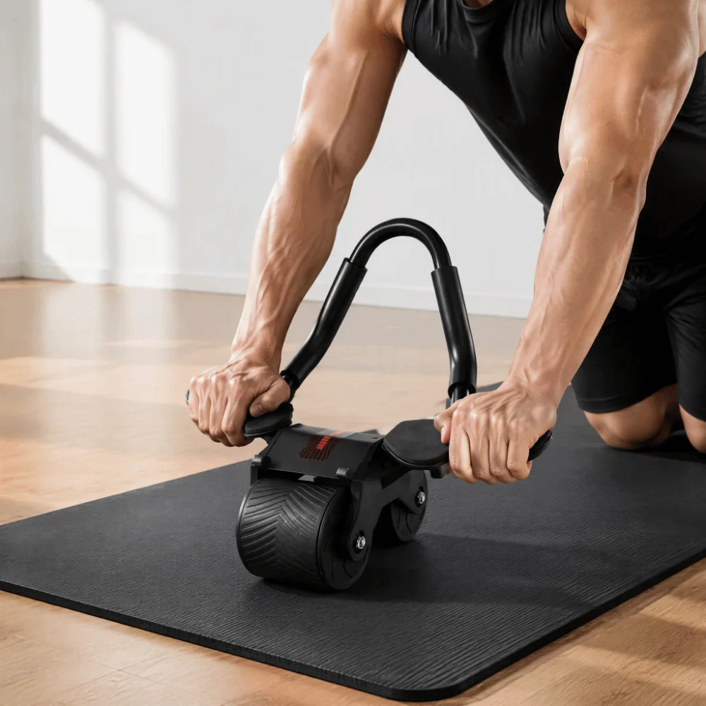 Automatic Rebound Automatic Rebound Ab Roller Wheel Elbow Support Silent Core Trainer 2-Wheel Knee Mat Fitness Equipment Yoga