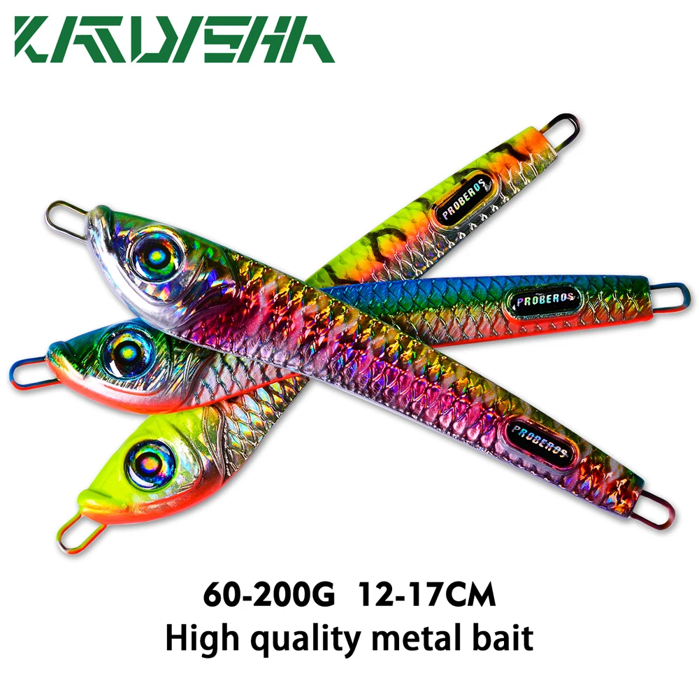 

Saltwater Strong Glow Jigging Slider Fishing Jig Tuna Sea Lead Deep Slow Pitch Glow Eyes Jig Lure 60G 80G 100G 160G 200G