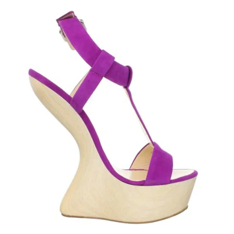 Wood Grain Hoof Heels green Suede Sandals Sexy Pointed Toe Straps Size 35-48 Customized New Arrivals Fashion Women Modern Shoes view 6