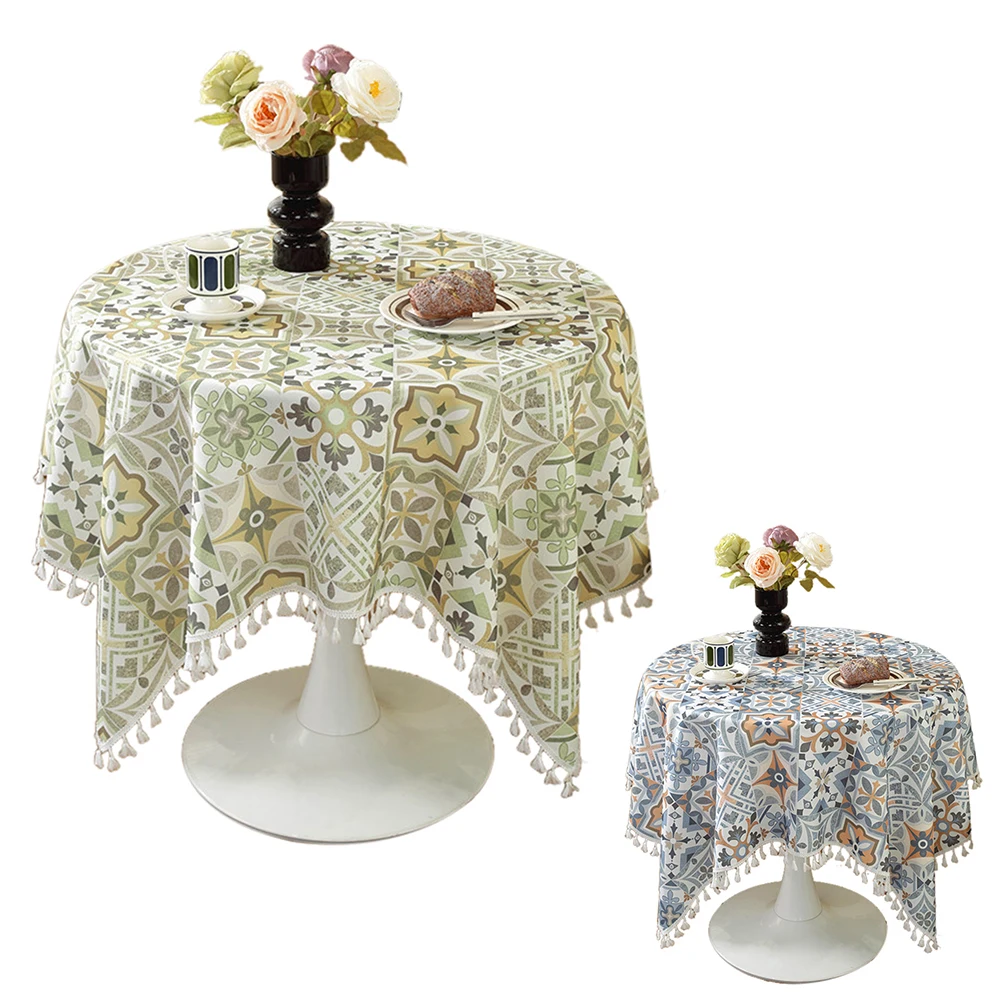 

YOUZI Farmhouse Tablecloth Table Cloth Wrinkle Free Anti-Fading Table Cover Home Decoration For Round Tables