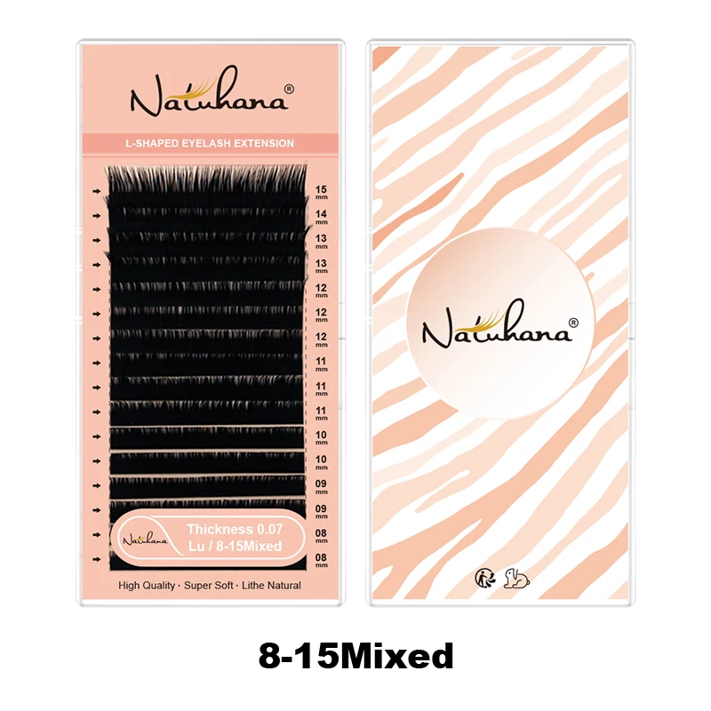 NATUHANA LU Silk Lashes Wholesale 5Cases/lot 8~15Mixed L-shaped Eyelash Extension Individual Mink False Eyelashes Makeup Tools