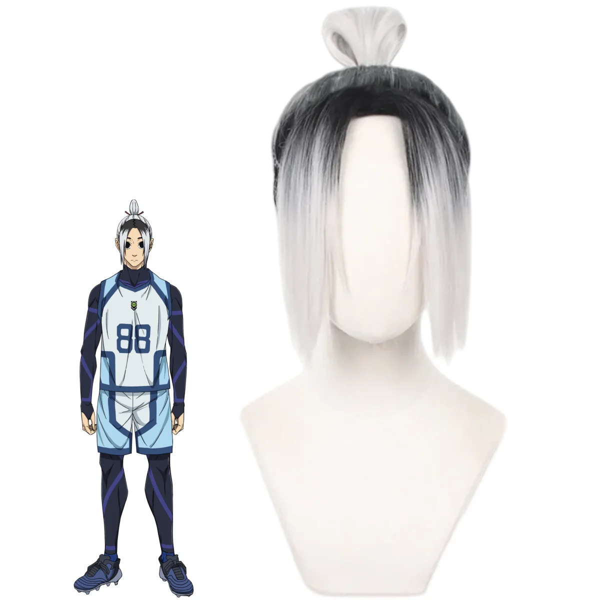 Anime Gin Wigs Gagamaru Gin Football Cosplay Wigs Gin Halloween Party Performance Props
