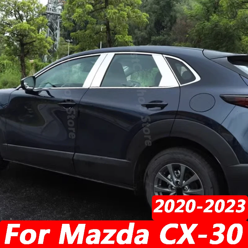 

Отделка для окон автомобиля, центральной стойки для Mazda CX30 CX-30 2023 2022 2020, хромированная Защитная декоративная крышка из нержавеющей стали, аксессуары