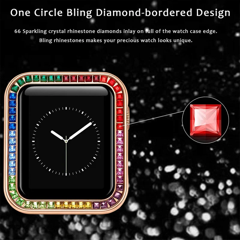 4pcs/lot Zircons Diamond Cover for Apple Watch 6 5 4 40-44mm Fhx-59k Womens Jewelry Protective Case for iWatch 6 SE 3 38-42mm