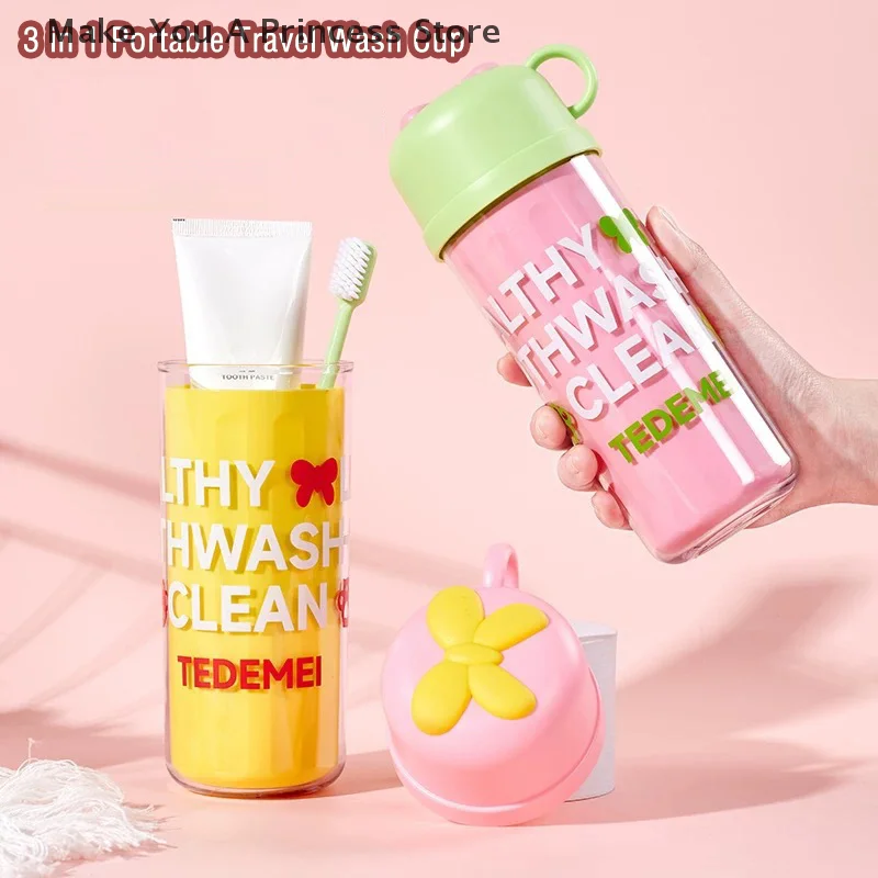 

Travel Double Layer Mouthwash Cup Portable Cute Essential For Business Trips Toothbrush Case With Lid Multifunctional Storage