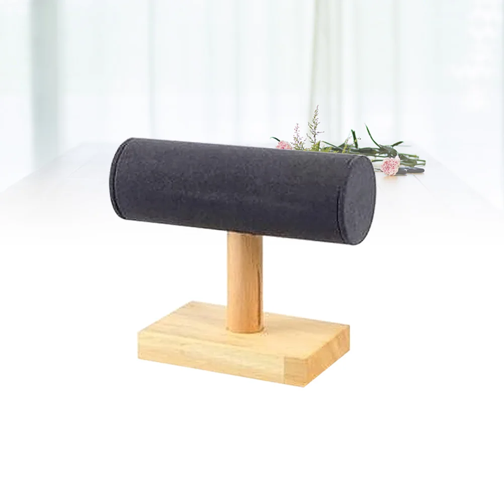 الصلبة الخشب عرض الرف T-شكل الإسورة سوار حامل ساعات التخزين المنظم البيج سوار أنبوب حامل صغير