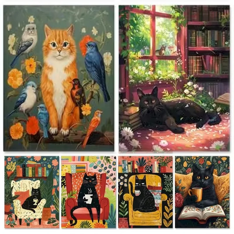 

GATYZTORY DIY Paint By Numbers For Adults Cat Handpainted Coloring By Numbers On Canvas Animal Home Wall Decor Diy Gift