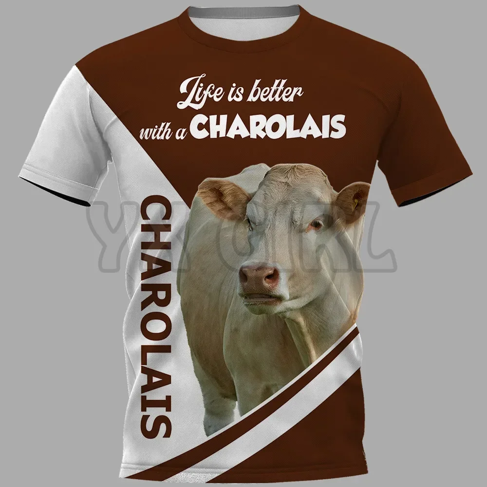 

Summer Life Is Better With A Charolais 3D All Over Printed T Shirts Funny Dog Tee Tops shirts Unisex