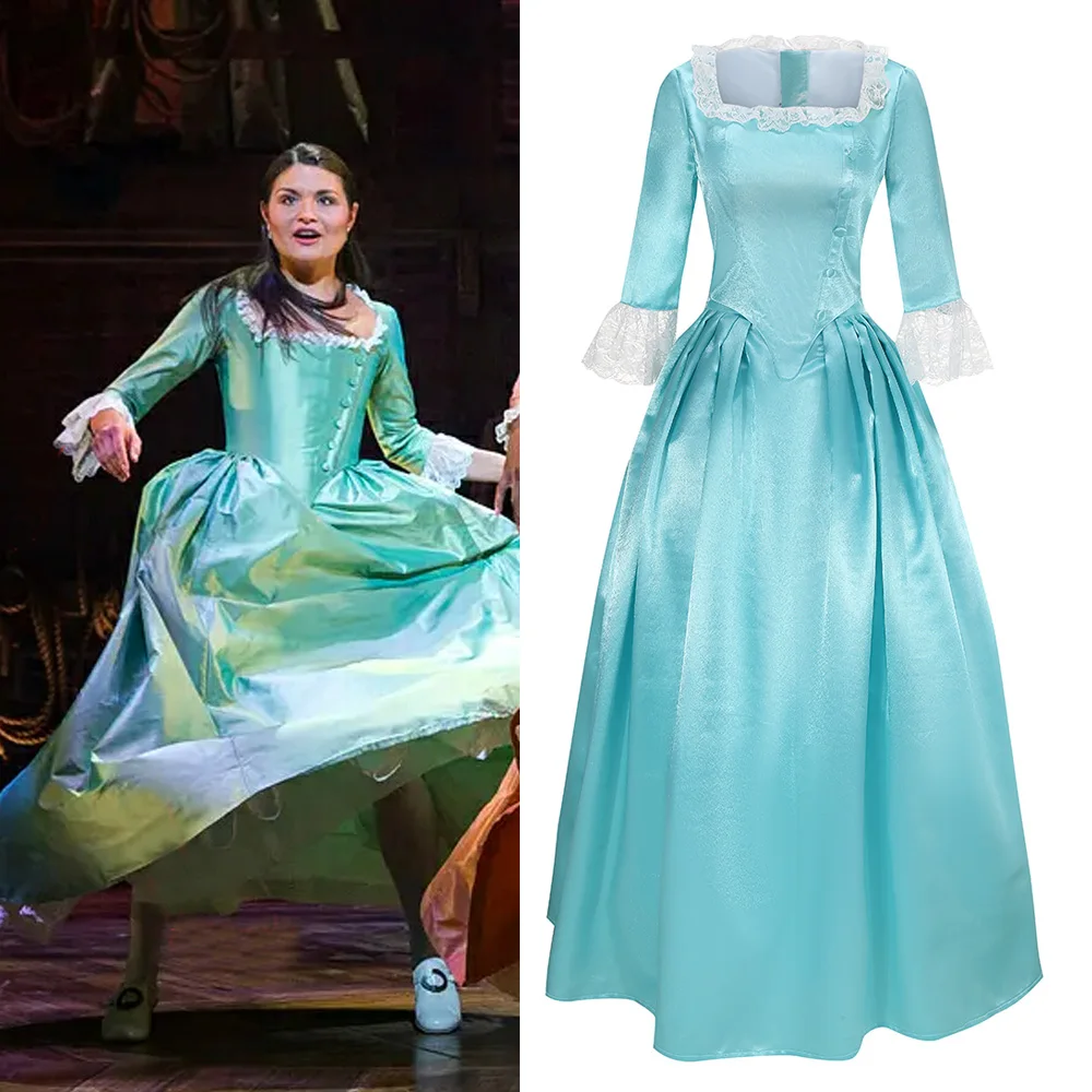 Hamilton Musical Cosplay Costume pour Adultes et Enfants, Robe Trempée, Interdit Moustique, Elizabeth Angelica, Médiéval, Vêtements de ixd'Halloween