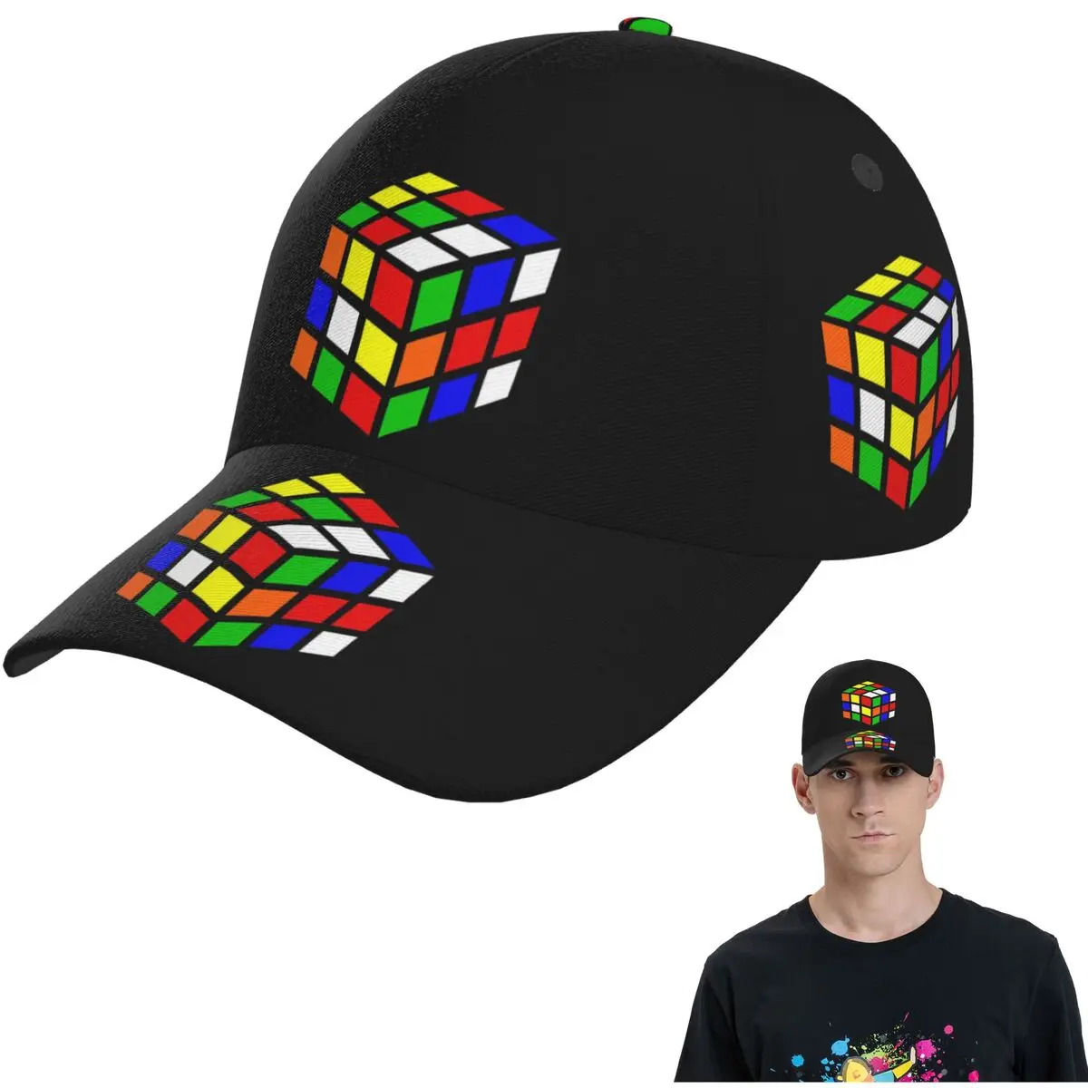 

Волшебные кубические сетчатые бейсболки Snapback, модные бейсболки, дышащие повседневные бейсболки, уличные мужские и женские кепки