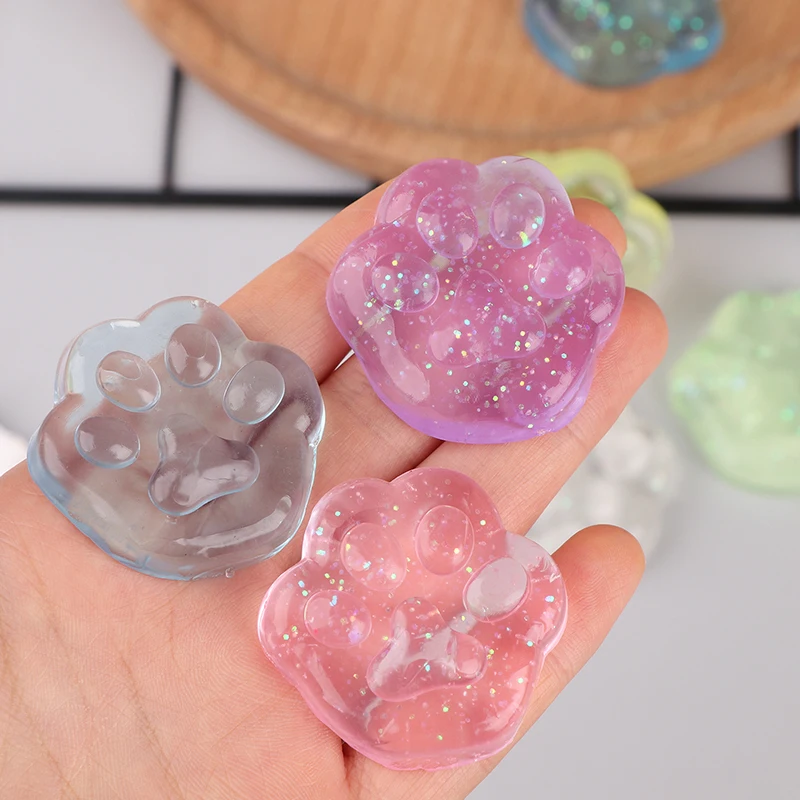 5PCS Kawaii Cat Paws Sticky Squeeze Toys Soft Realistic Cat Paws Transparent Squeeze Toys