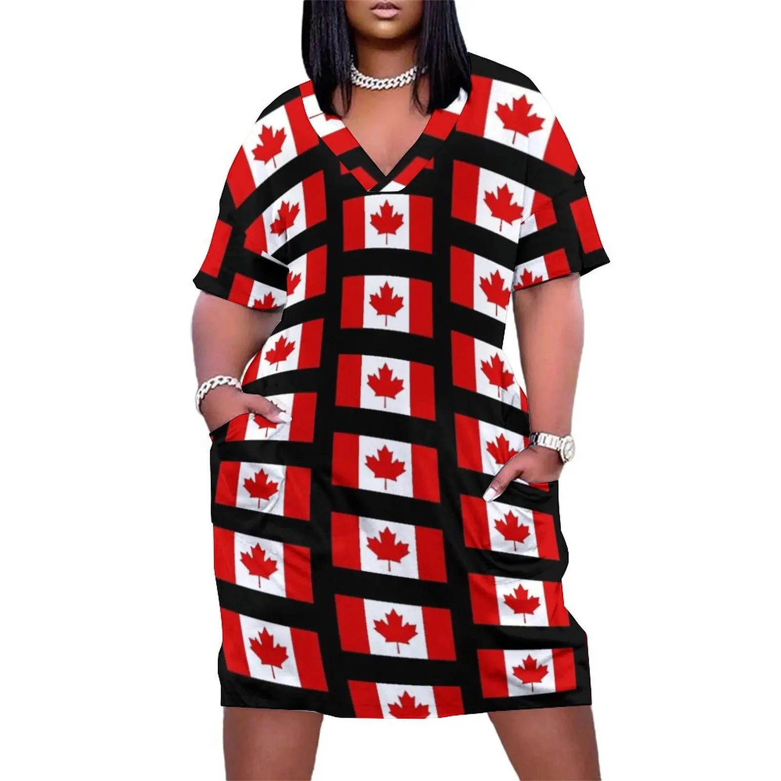 

Canada Flag Loose Pocket Dress dresses for woman 2024 evening dresses women prom dresses