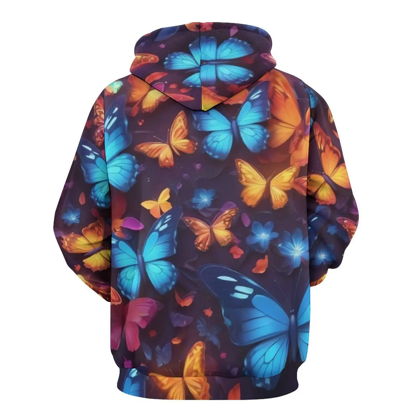 Sudaderas con capucha de mariposas y alas, sudadera informal de Hip Hop con flores mágicas, sudaderas con capucha con patrón Y2k de manga larga, regalo