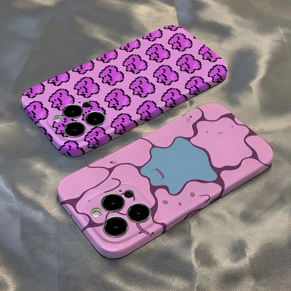 Cartoon süße Ditto Handyhülle für iPhone 16 Pro Max 15 14 13 12 11 Pro11 Mini 2025 16 glänzende HD-Filmabdeckung