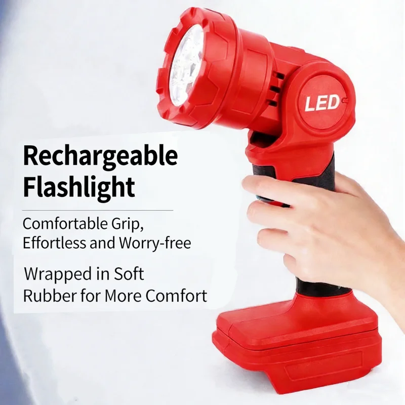 

Stand Working Light 500LM LED Rechargeable Flashligh Emergency Lamp With 2 Modes 140°Folding For Makita Dewalt Milwaukee Battery