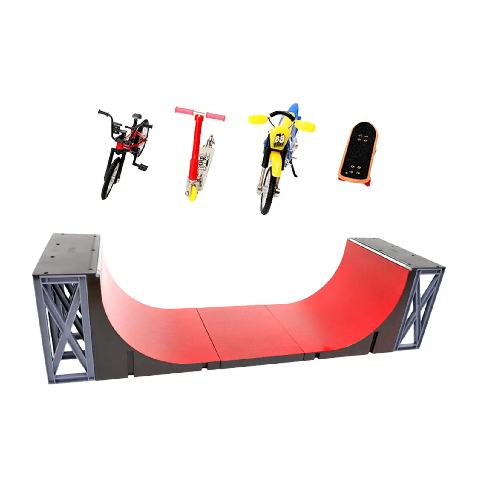 5x Finger Skateboard Toys, Finger Skateboard Park, Finger Motorcycle, Finger Skateboard Ramps Toys for Adults, Kids Boys