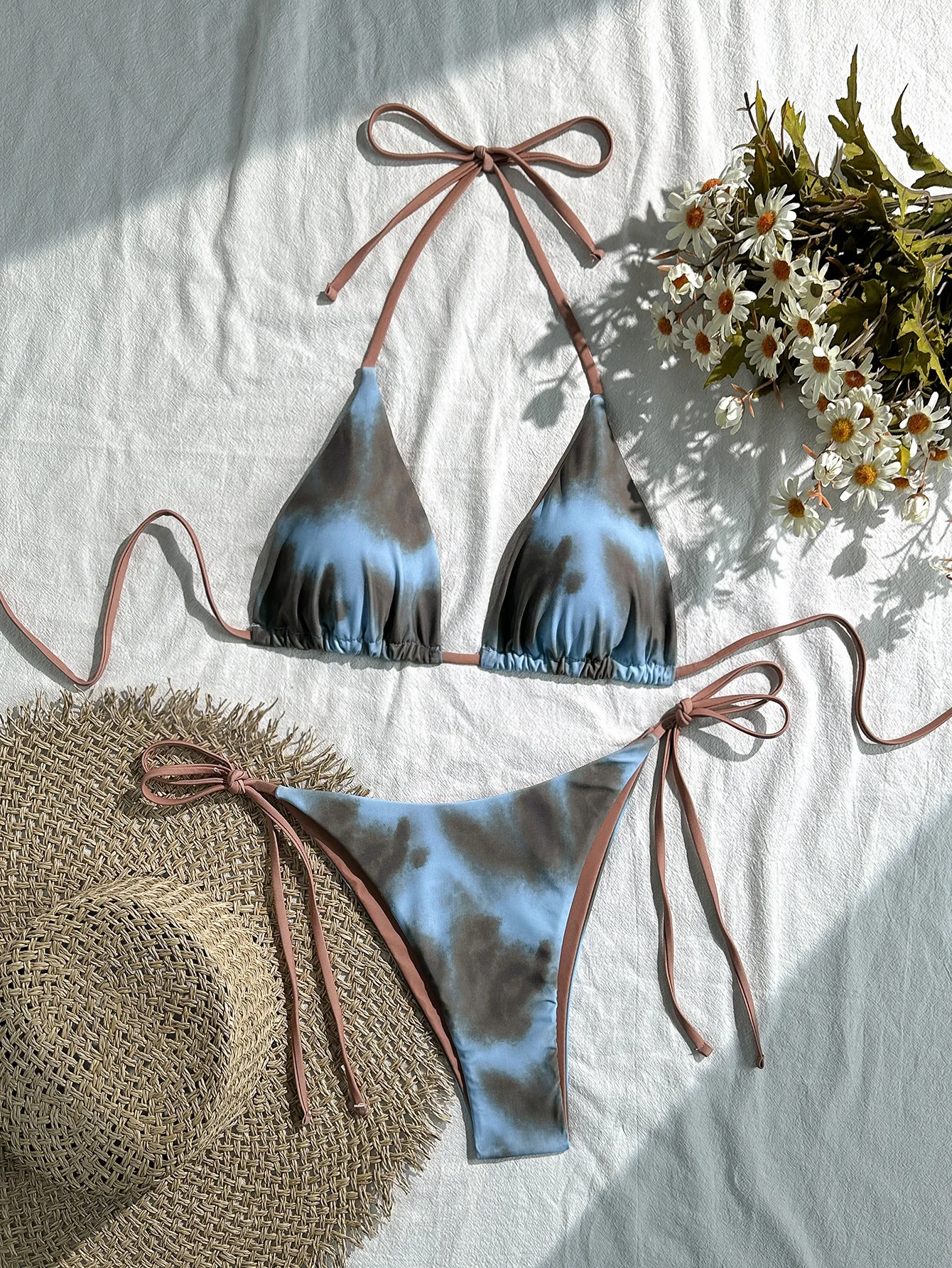Print Sexy Bikini Women Two Piece Swimsuit Adjustable Swimwear Feminine Bikinis Set Female Halter Summer Beachwear Dropshipping
