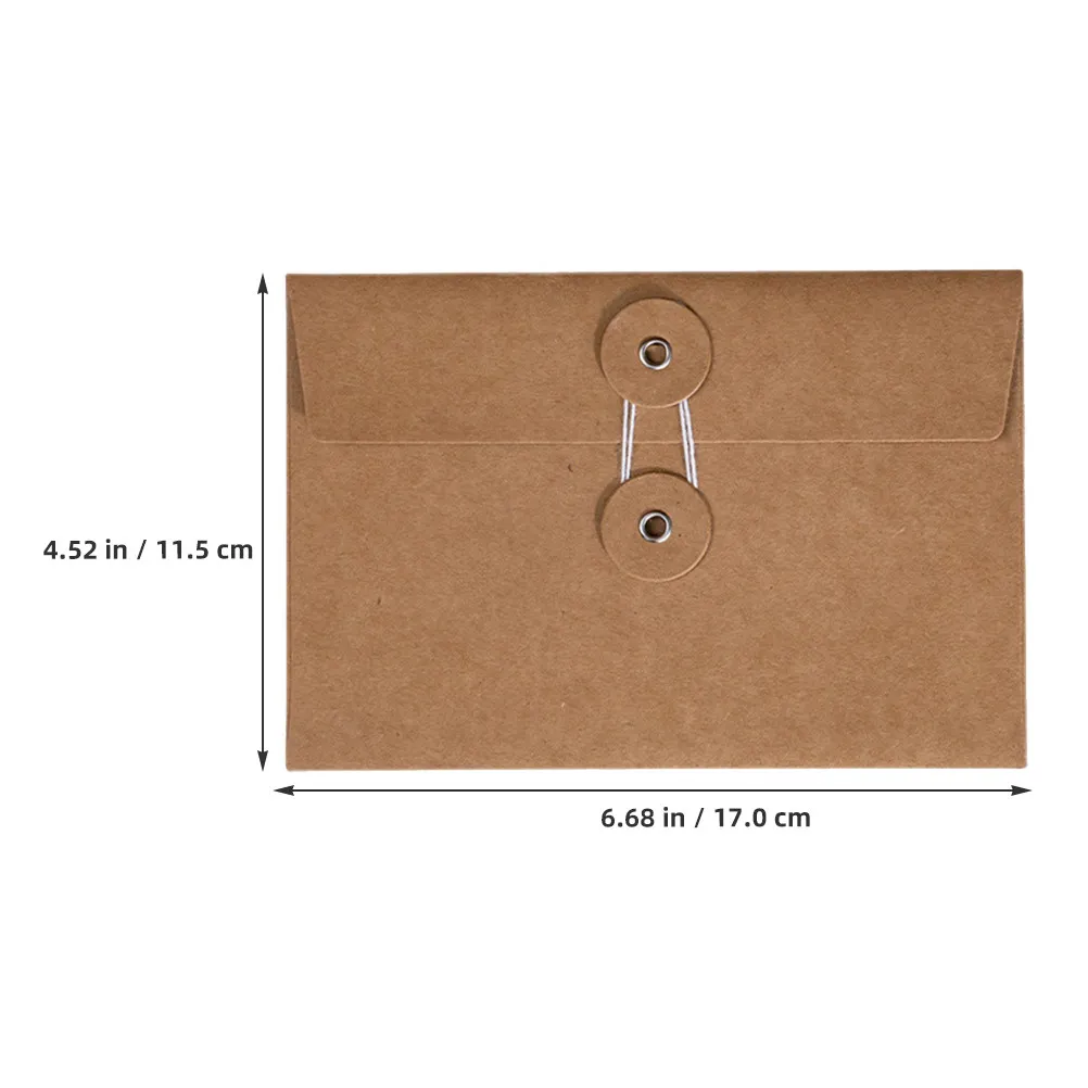20Pcs Small Brown Kraft Paper Envelopes with String Closure File Size Document Envelope for Office Filing Study Travel Vintage
