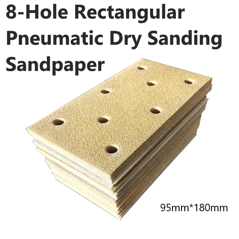 8-Hole Rectangular Pneumatic Dry Sanding Sandpaper 95/180mm Atomic Ash Putty Flocking for Grinding