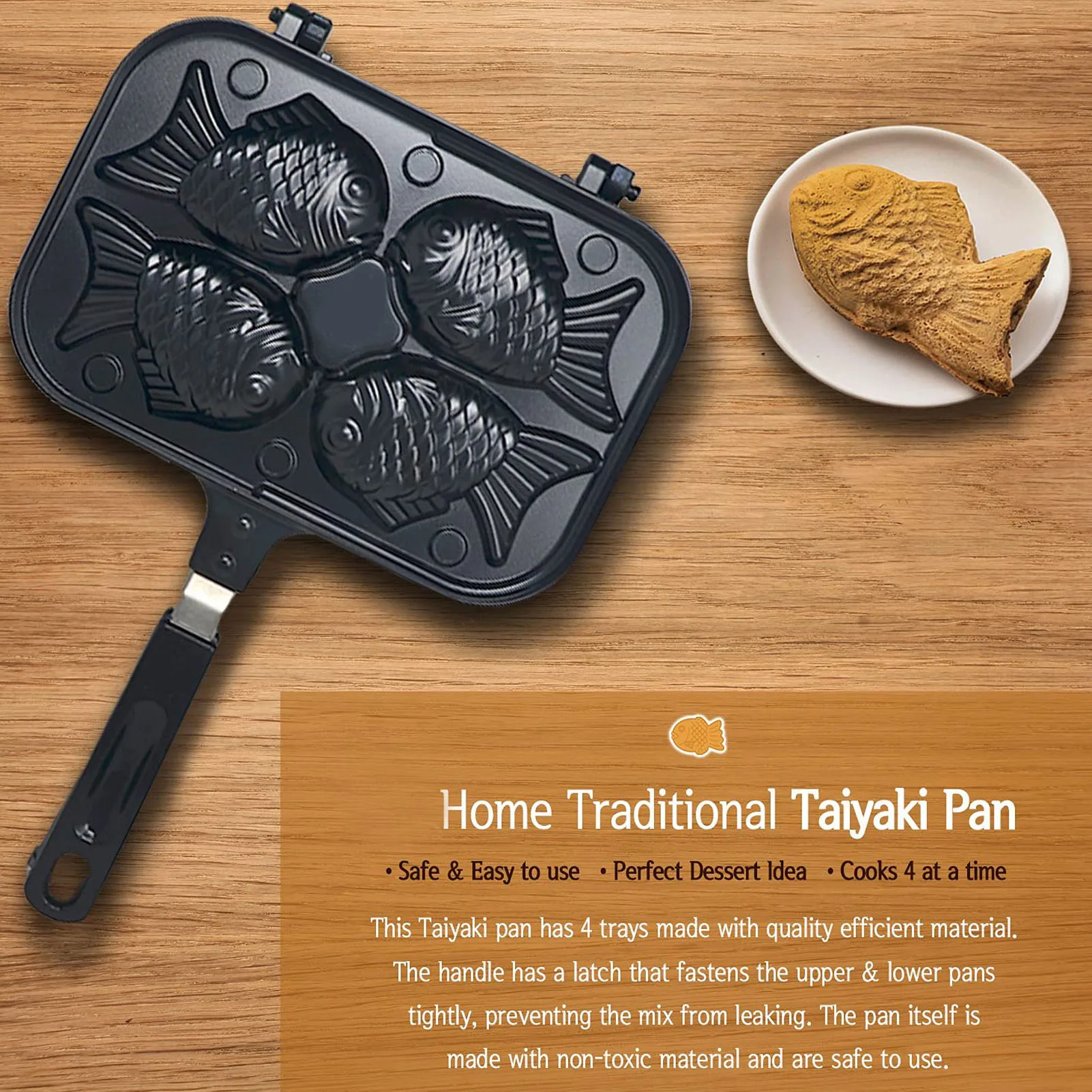 Taiyaki Double Baking Pan Taiyaki Fish Shape Cake Maker Non Stick Taiyaki Double Baking Pan Waffle Baking Mold Waffle Baking Pan