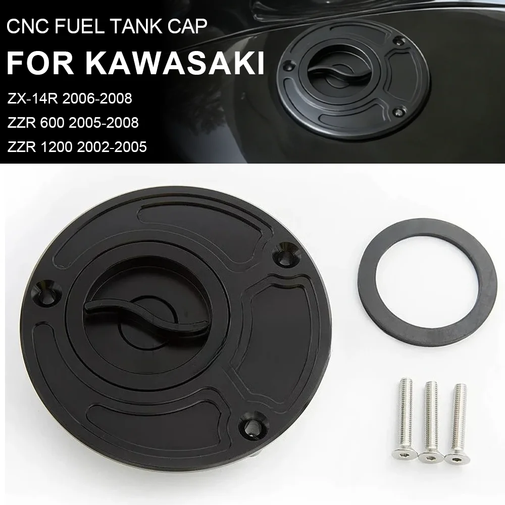 Motorcycle Aluminum Fuel Gas Cap Tank Cover Keyless Caps For Kawasaki ZX-14R ZZR1200 ZRX1200R Z1000 ZX-10R ZX-9R ZX-6RR ZX-6R