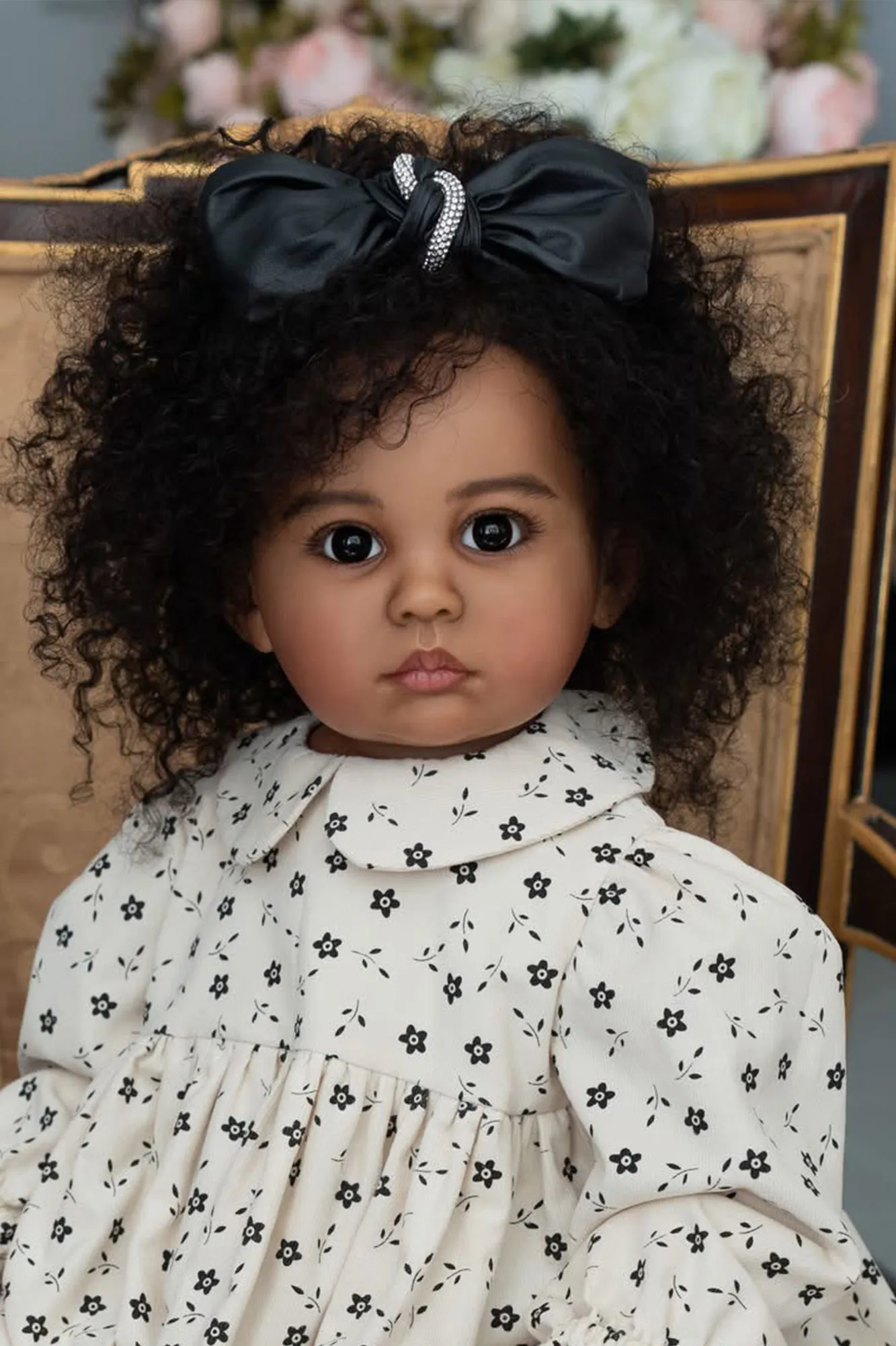 

24inch Julieata Dark Skin Soft Cloth Body Multiple Layers Painting Lifelike Newborn Reborn Baby Doll With Hand Root Hair