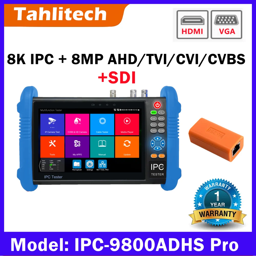 IPC-9800MOVTADHS Pro IPC-tester Ondersteuning 8K IPC-camera en VGA 8MP AHD CVI TVI Test Wifi PTZ-kabeltester HDMI PoE CCTV-tester