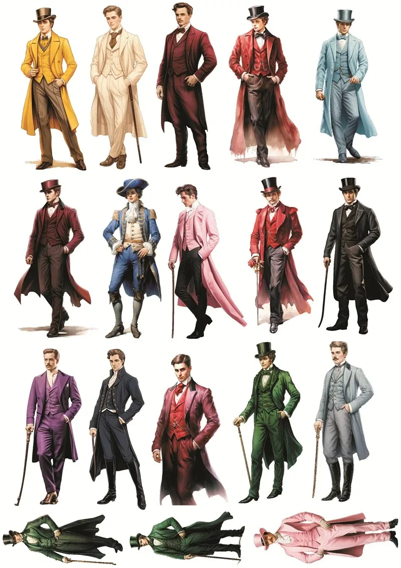 Cute Victorian era attire gentlemen Stickers  Self-made Fashion Girl Scrapbooking  /Decorative  /DIY Craft Photo Album  journal