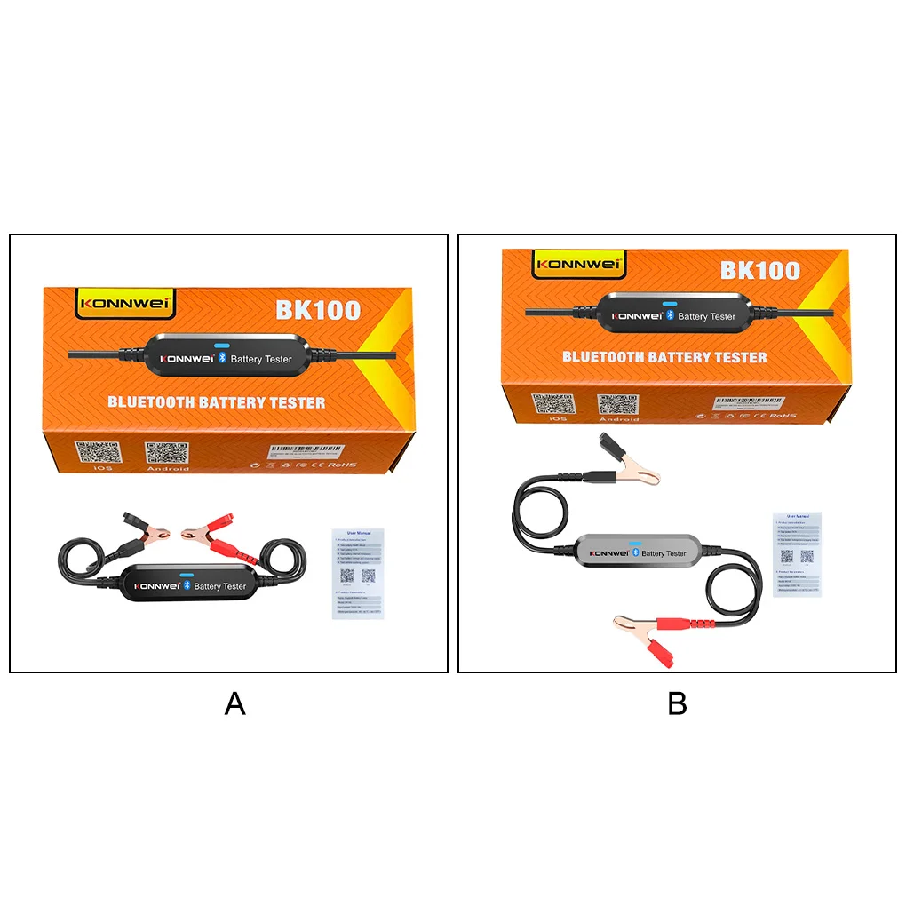 

BK100 Car Battery Tester 12V Automotive Checker Wireless Portable Electronic Vehicle Maintenance Analyzer Silver