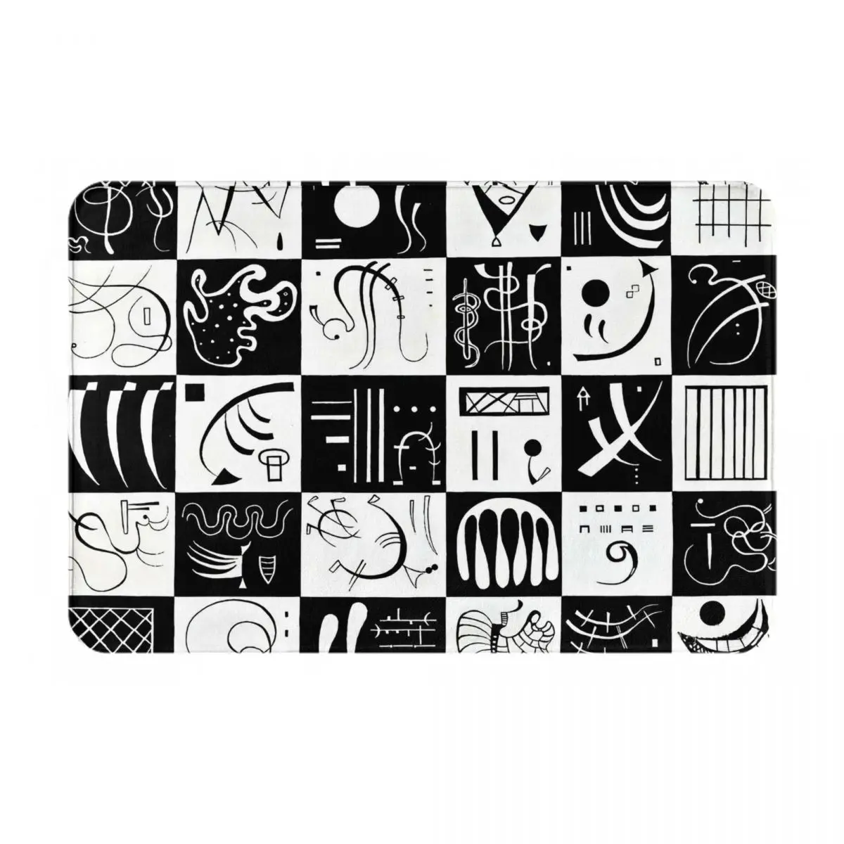 Kandinsky - Thirty, Black And White Artwork Doormat Rug carpet Mat Footpad Bath mat Non-slip  durable Washable